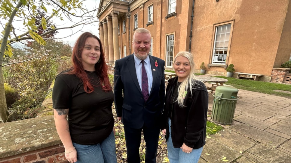 Olivia Marshall (Fun City), Cllr Damian Corfield and Carlie Hill (Fun City).
