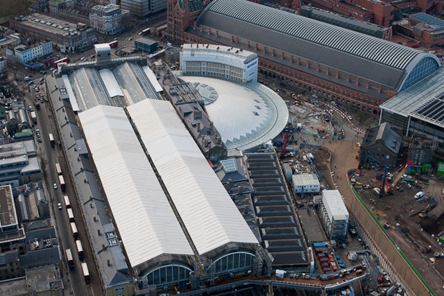 RAIL PASSENGERS STEP INTO NEW ERA AS KING’S CROSS CONCOURSE OPENS: King's Cross from the air