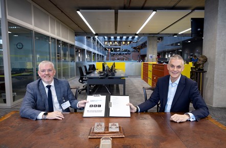 Iain Munro Tim Davie sign BBC Screen Scotland MOU