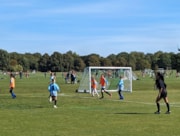 Surekha Griffiths, FA Grassroots Official of the Year 2023, referees Brent Cross under 11s girls' team to mark the London Overground Lioness line at Regent's Park: Surekha Griffiths, FA Grassroots Official of the Year 2023, referees Brent Cross under 11s girls' team to mark the London Overground Lioness line at Regent's Park