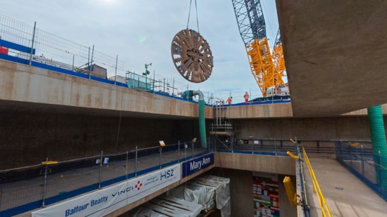 TBM Mary Anns cutterhead lifted out of Bromford Tunnel west portal at Washwood Heath (May 2025) 00001-6909x3886-38b2b78: TBM Mary Anns cutterhead lifted out of Bromford Tunnel west portal at Washwood Heath (May 2025) 00001-6909x3886-38b2b78