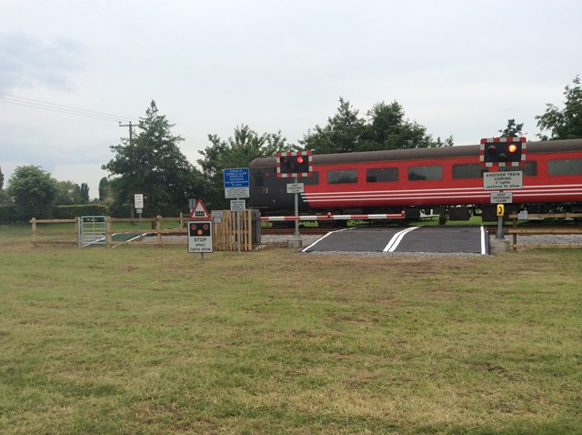 Rescue Day Level Crossing: Image of level crossing and train which has been built for Rescue Day 2014.