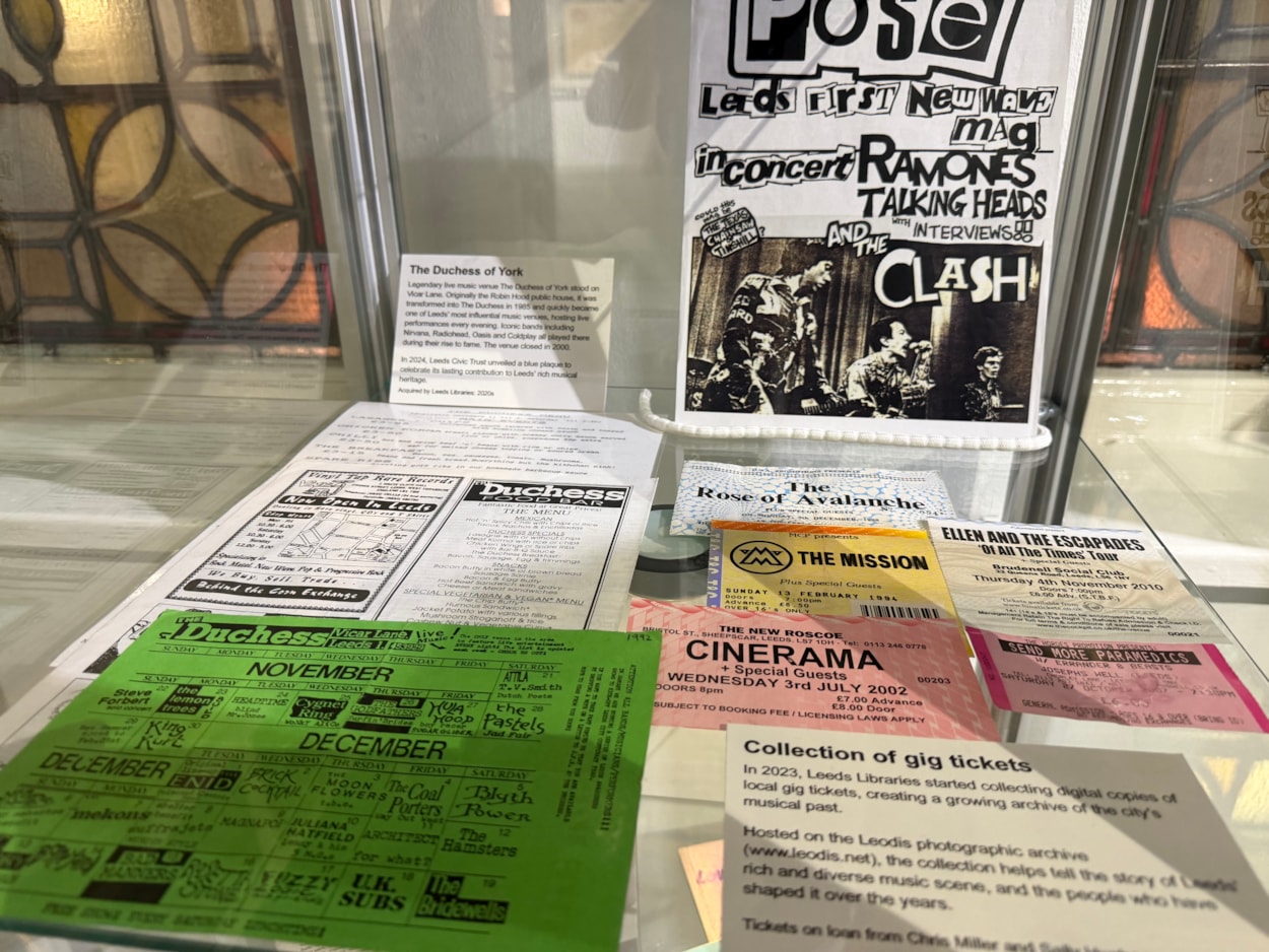 City Library Leeds 400: Among the more contemporary exhibits is a collection of gig tickets and zines collected at famous Leeds performances and venues including the renowned Duchess of York, which once hosted some of the biggest names in music history.