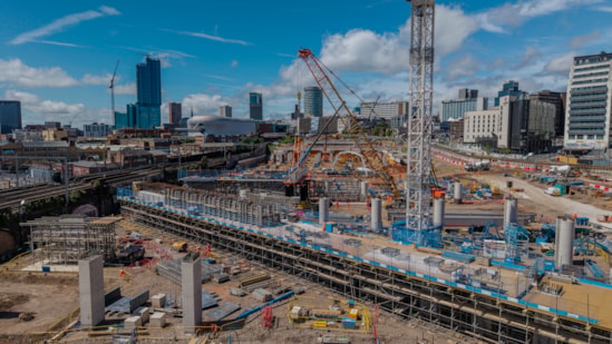 View of the tram corridor under construction at Curzon Street June 2026
