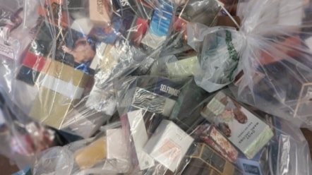 Stash of suspected perfume dupes seized by Lancashire County Council's Trading Standards officers and West Lancashire Neighbourhood Policing and Licensing Team.