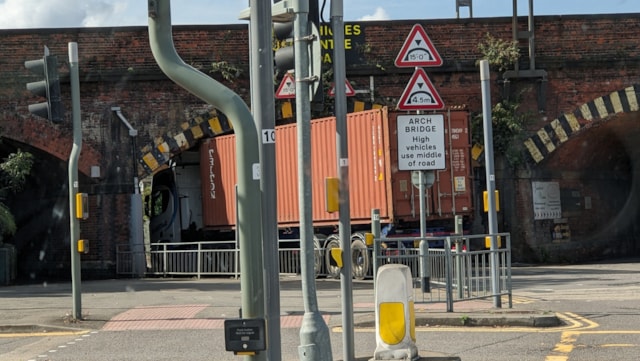 New technology trialled in battle against bridge strike disruption on East Coast Main Line: Harlaxton Road bridge strike Sept 2023