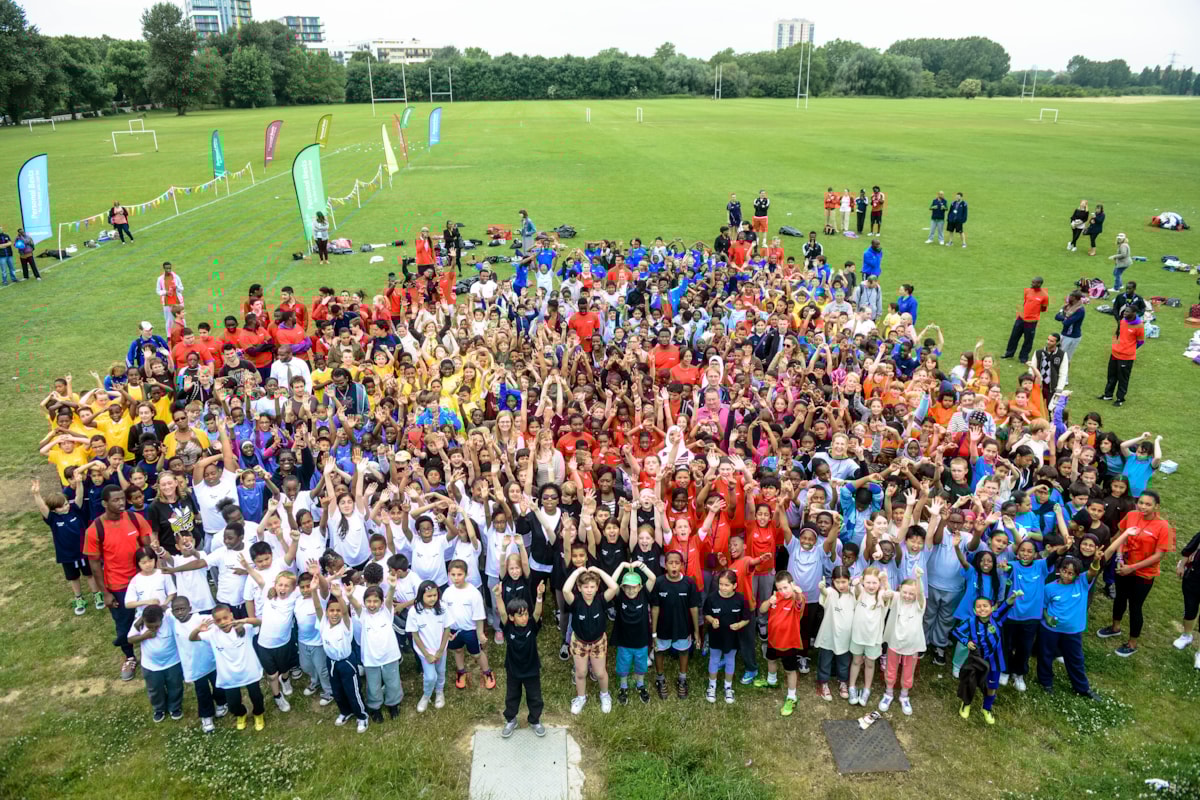 Hackney schoolchildren at Personal Bests on Hackney Marshes