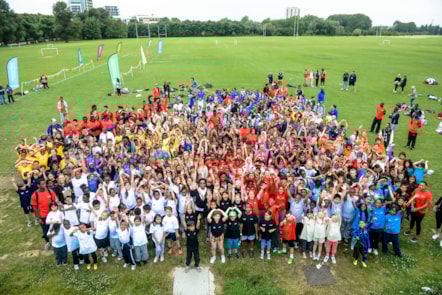 Hackney schoolchildren at Personal Bests on Hackney Marshes