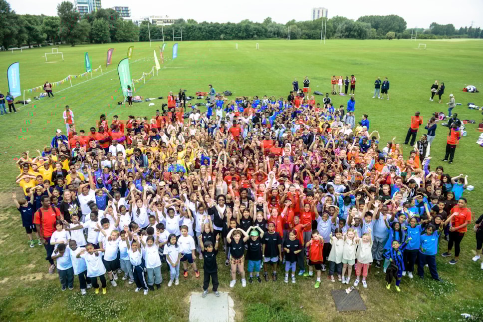 Hackney schoolchildren at Personal Bests on Hackney Marshes