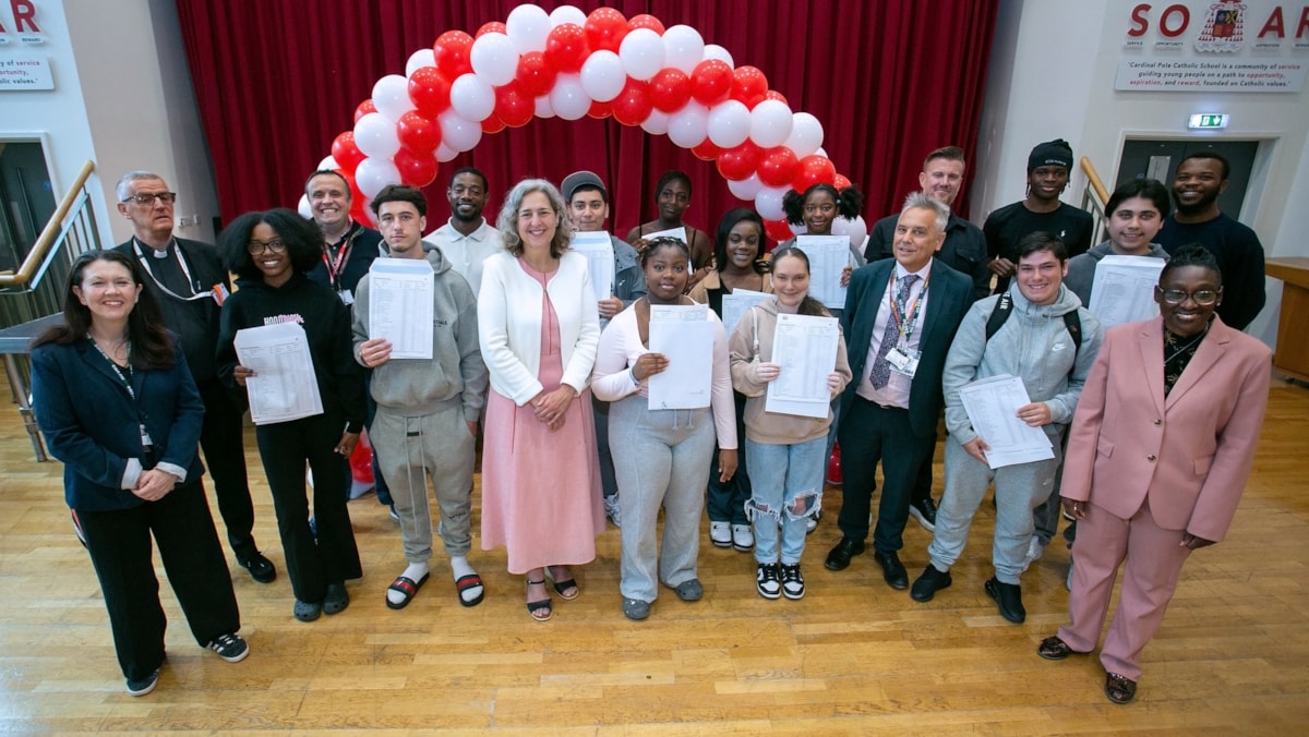 Hackney Council representatives with staff and pupils from Cardinal Pole cropped