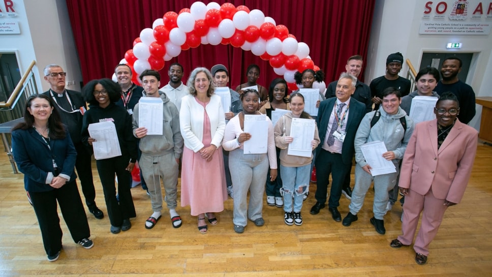 Hackney Council representatives with staff and pupils from Cardinal Pole cropped