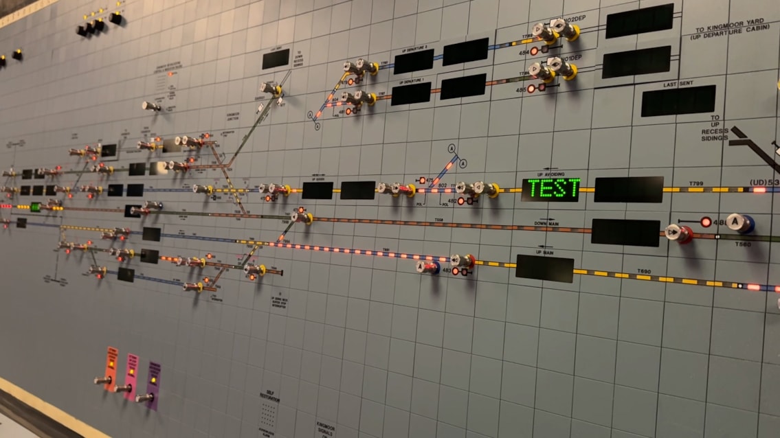 Close up of new signal panel at Carlisle signal box