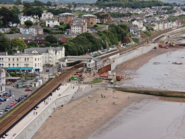 View of second section of Dawlish sea wall looking East