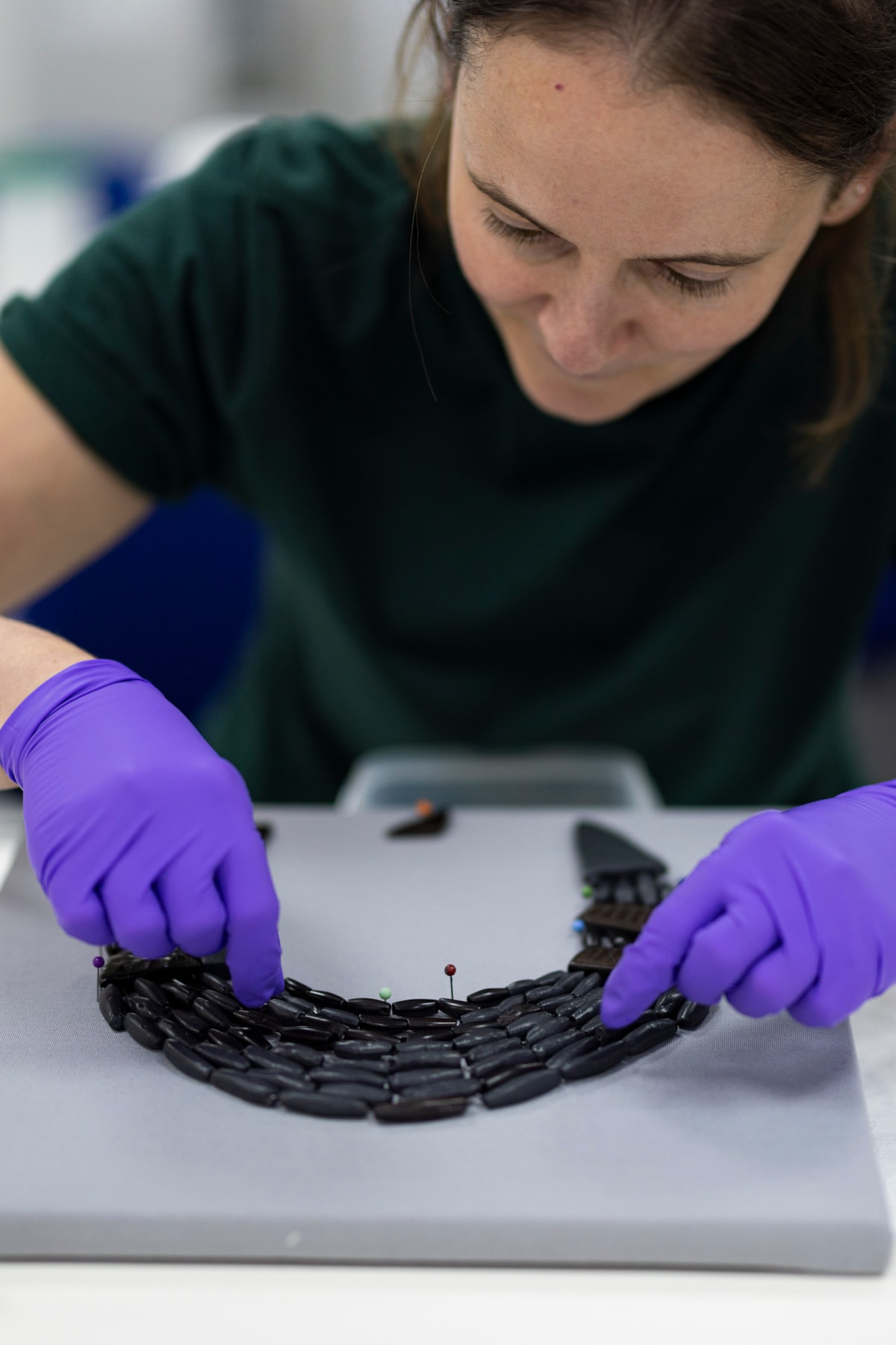 Conservator Bethan Bryan works on the Balgay necklace.  Photo © Duncan McGlynn (8)