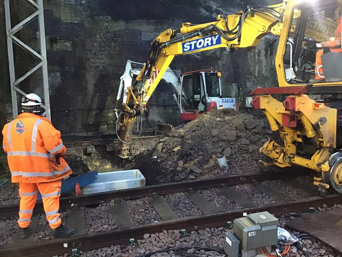 Track-side drainage work completed on the route between Edge Hill and Lime Street