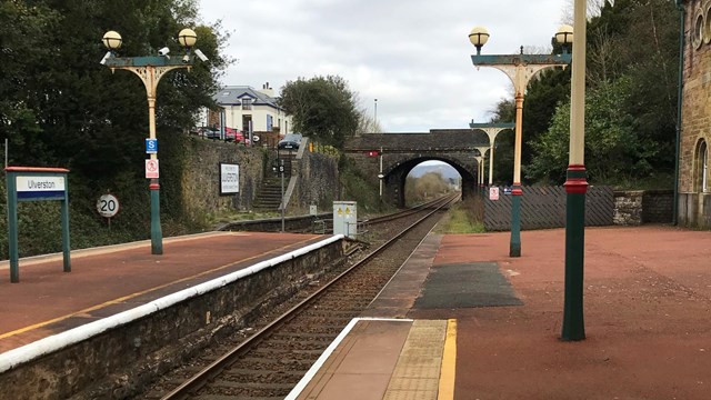 Multi-million pound platform extensions for passengers in Cumbria: Ulverston station platforms before upgrade