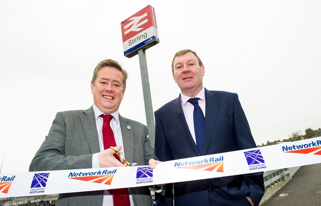 Shore Road: Transport Minister Keith Brown, left, opens the new bridge alonside Network Rail's Rodger Querns