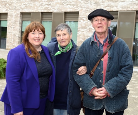 Cllr Elaine Cowan with Sir Michael and Lady Clare Morpurgo