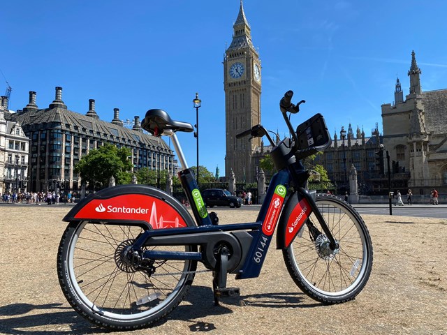 TfL Image - Santander Cycle in Front of Big Ben