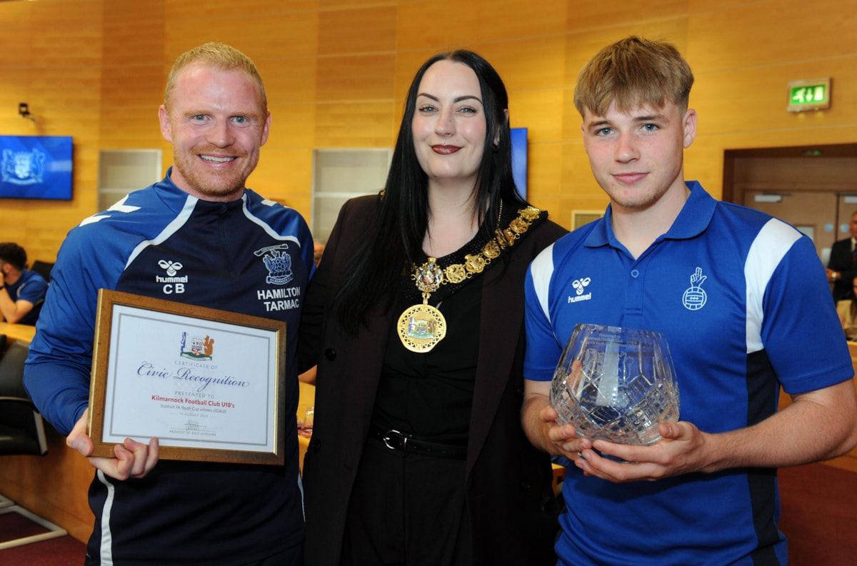 Civic Recognition  L-R Chris Burke, Provost Claire Leitch, Ben Brannan