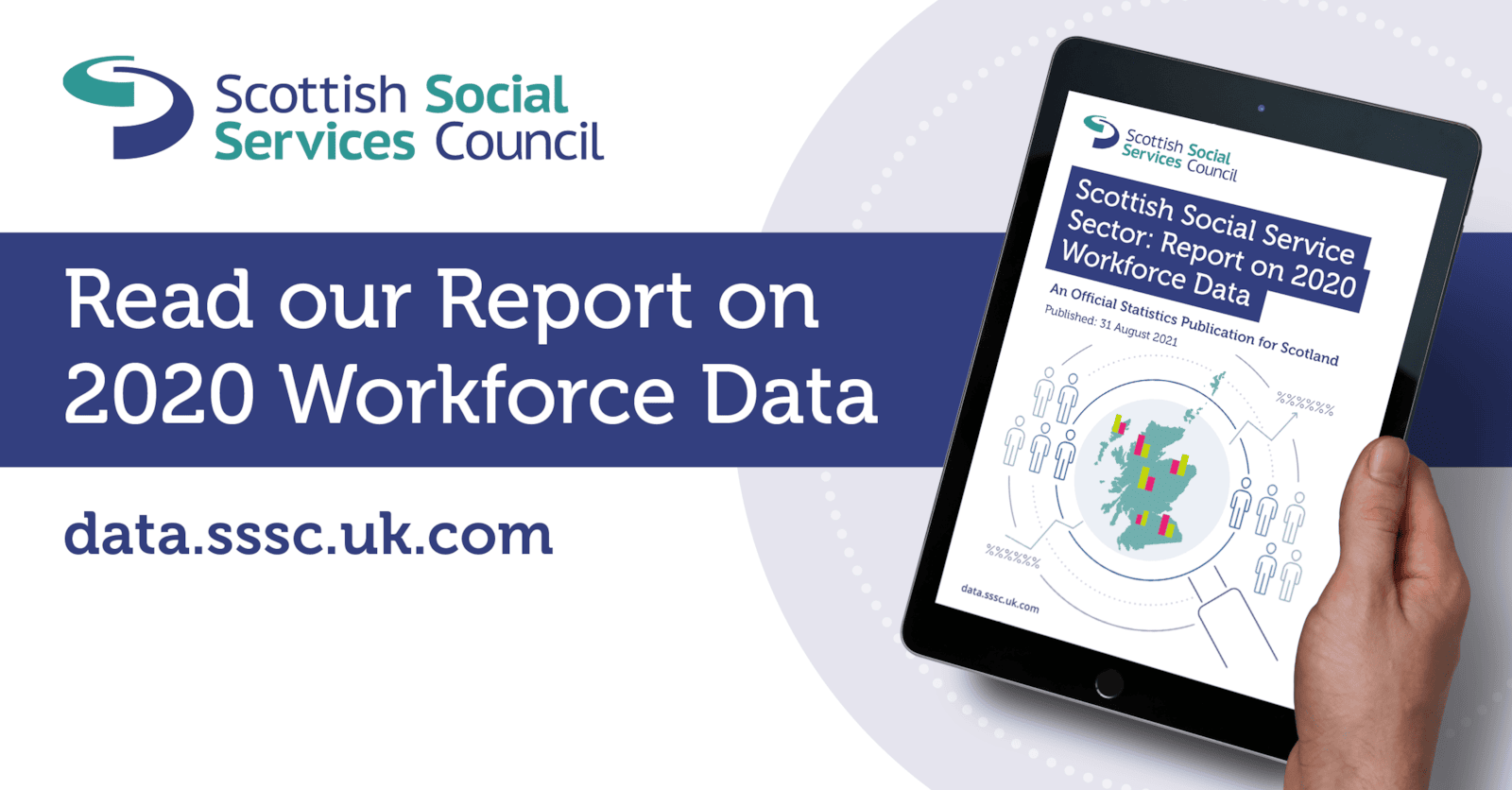 2020 Workforce Data report (image): 2020 Workforce Data report being read on a tablet device
