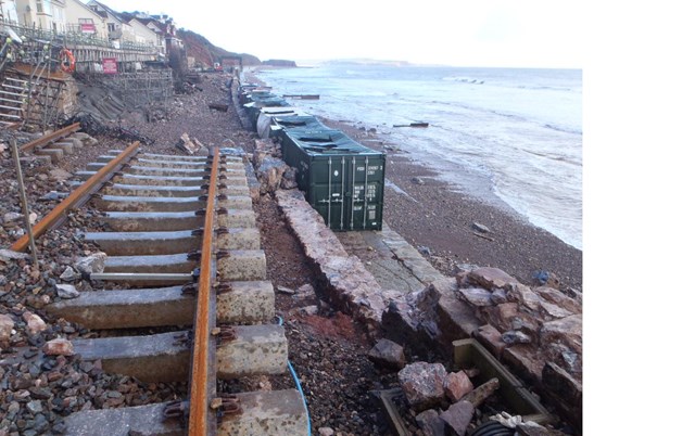 Dawlish railway restoration update: Dawlish - damage after the 14th Feb storms