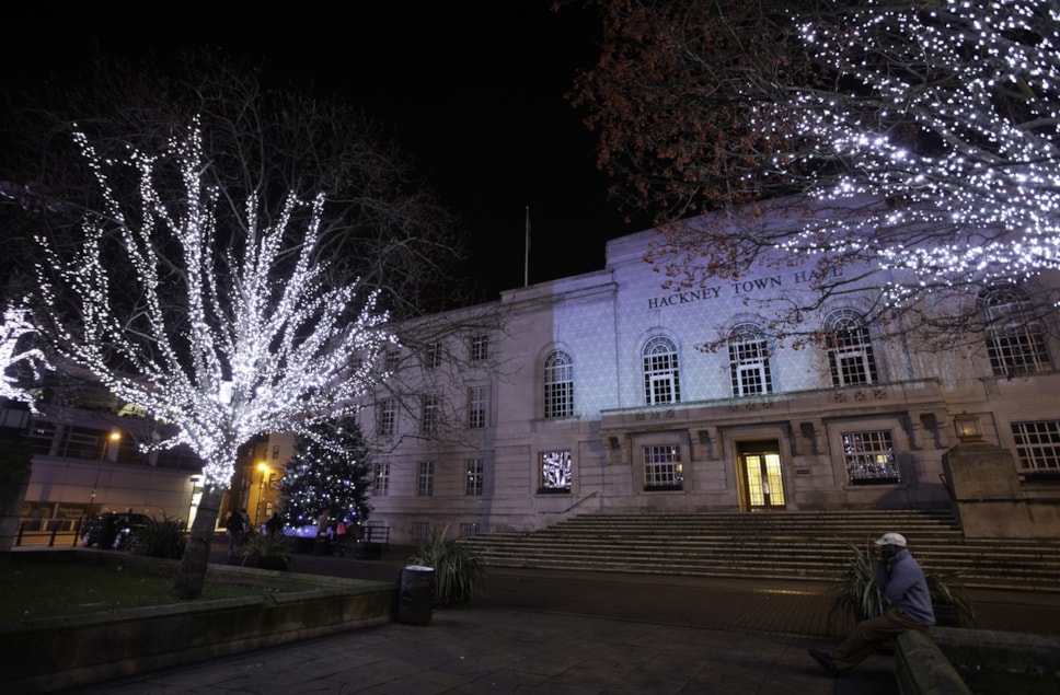 Hackney Town Hall Christmas lights