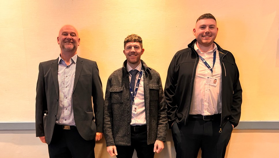 Image shows new conductors set to work on the Northumberland Line - Left to right David Nattress, Kevin Watson & Cameron Young