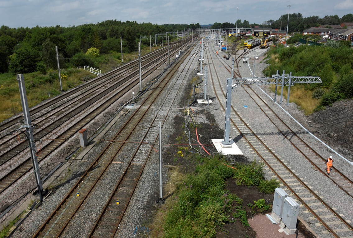 Aerial view showing where new depot joins the main line