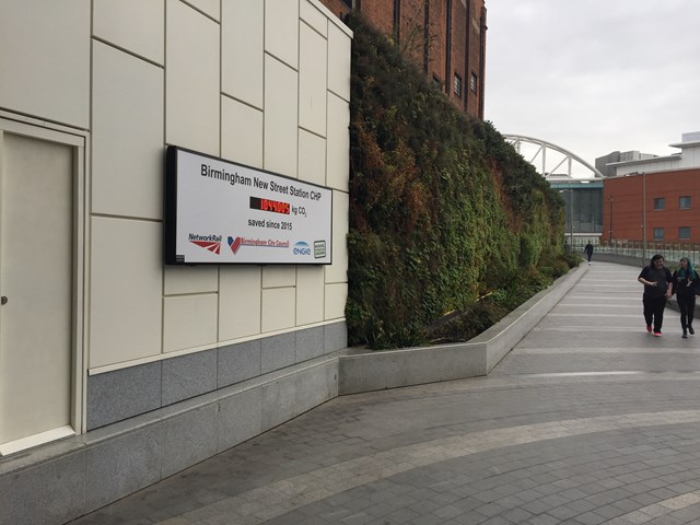 Birmingham New Street station launches carbon-savings calculator to showcase savings generated through district energy scheme: The counter outside Birmingham New Street situated on the Moor Street link