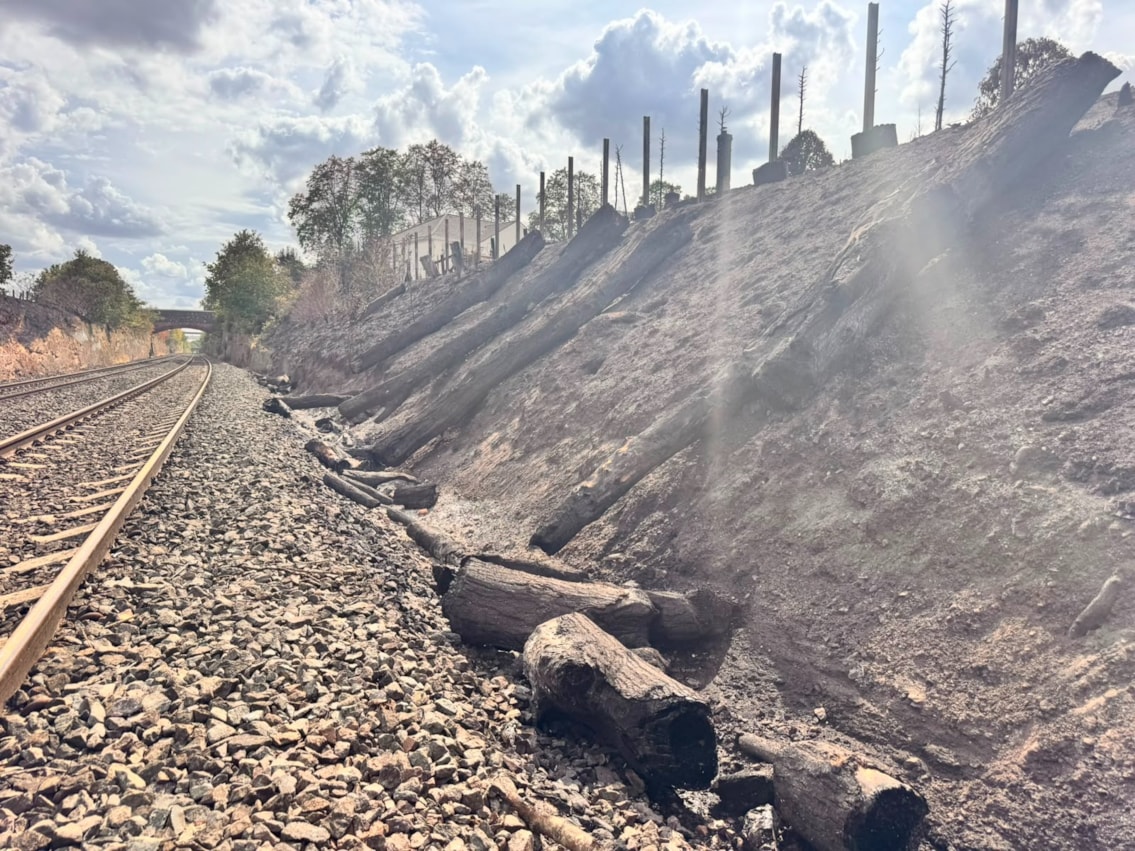 Fire damage on the railway in Stourbridge
