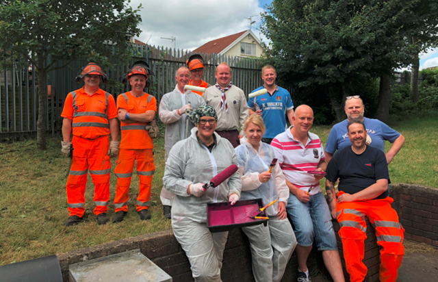 A team of Network Rail directors and staff dedicated over 90 hours of volunteer leave to decorate a Scout Hall in Rumney, Cardiff