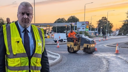 Cllr Damian Corfield at the night time blitz on potholes in Brierley Hill