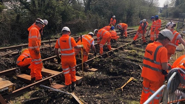Volunteers worked to upgrade the track: Volunteers worked to upgrade the track