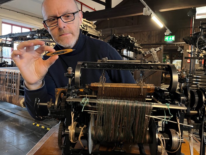 miniature loom: John McGoldrick, Leeds Museums and Galleries' curator of industrial history, conserves the miniature scale model of the looms manufactured by Barnsley’s Wilson and Longbottom.