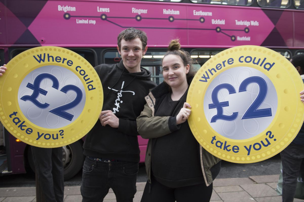 Beth & Adam, bus passengers enjoy travelling by bus for £2