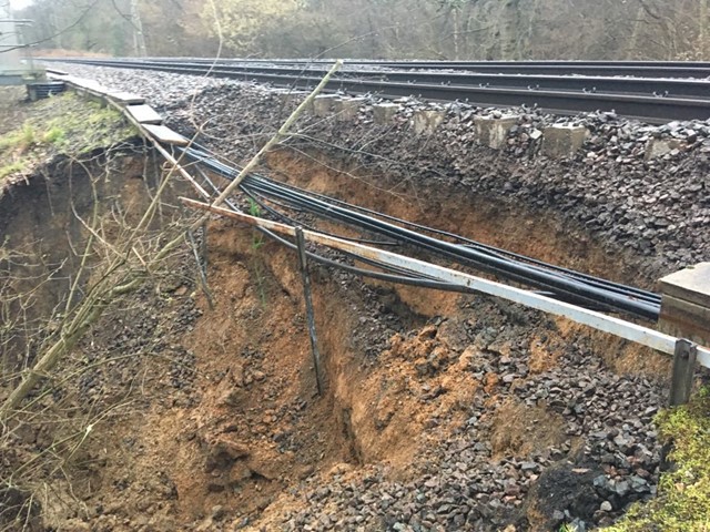 Network Rail engineers work non-stop to reopen Clacton on Sea branch line: Landslip at Thorrington