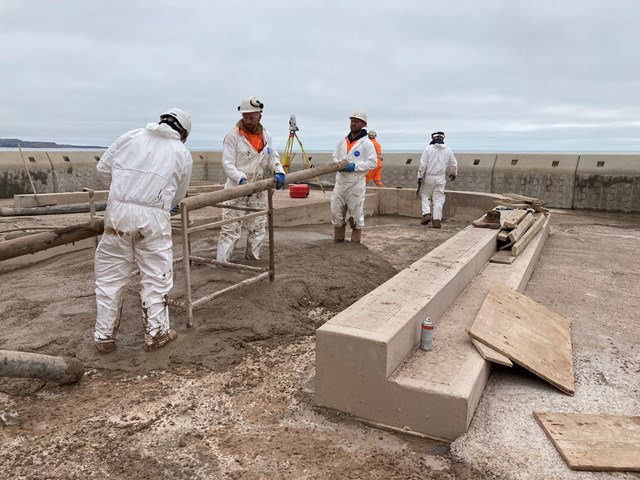 The team is busy continuing with concrete pours as part of the construction of the new stilling basin area: The team is busy continuing with concrete pours as part of the construction of the new stilling basin area
