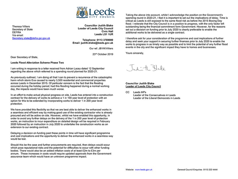 Council leader calls on government for decision over Leeds Flood Alleviation Scheme funding: villiersrefloodalleviationschemephase2-23.10.19-combined-292456.jpg