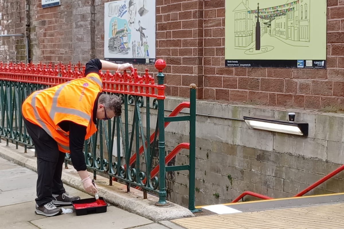 An image of volunteers working at Ulverston Station