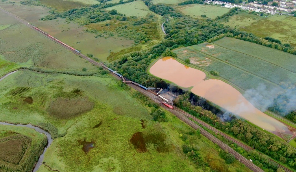 Llangennech derailment Credit: Mighty High Aerials: Header photo credit: Mighty High Aerials