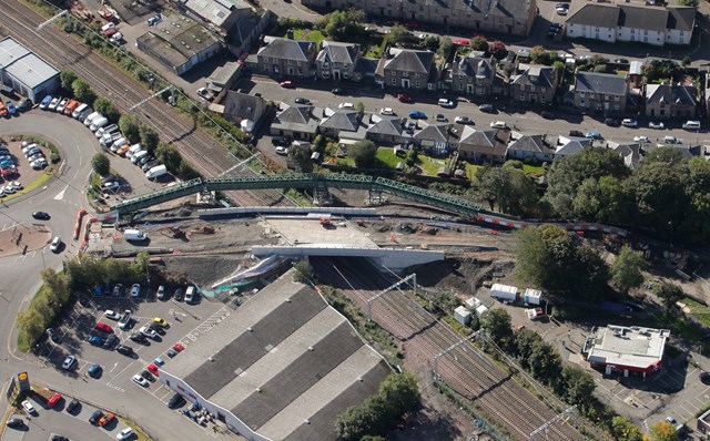 Network Rail to open £8m Stirling railway bridge early to all traffic: 2 OCt Kerse Rd Aerial