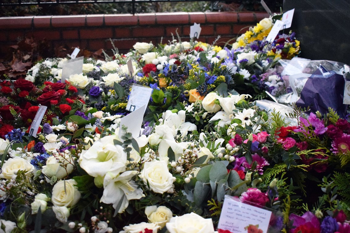 Wreaths at Clapham memorial (Spencer Park)