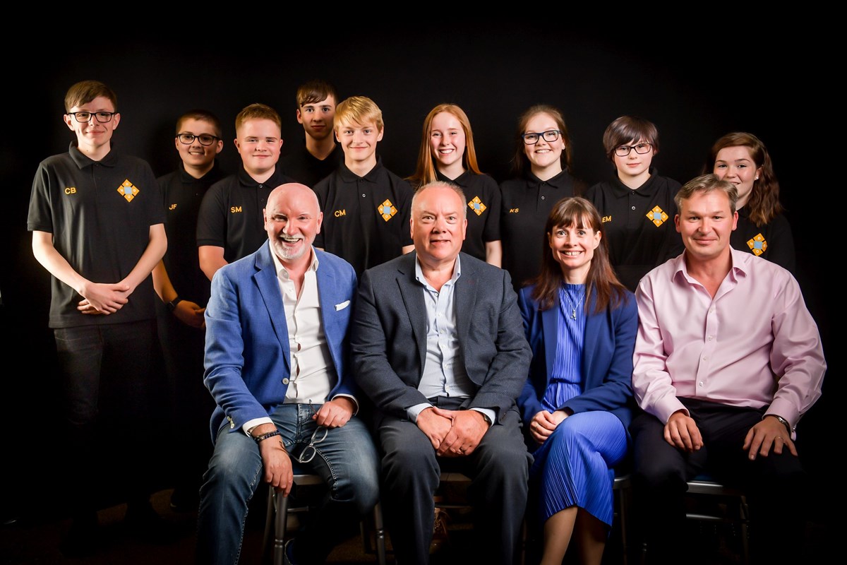 Winners Doon Academy with Sir Tom Hunter and his fellow judges