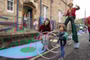 Dalry Primary School Zone 1: Think Circus performers entertain pupils at Dalry Primary School