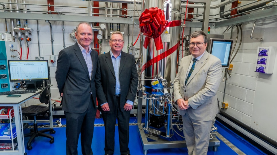Adrian Gillespie, CEO at Scottish Enterprise, Mark Bustard, CEO at IBioIC, and Richard Williams, principal and vice-chancellor of Heriot-Watt University