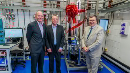 Adrian Gillespie, CEO at Scottish Enterprise, Mark Bustard, CEO at IBioIC, and Richard Williams, principal and vice-chancellor of Heriot-Watt University
