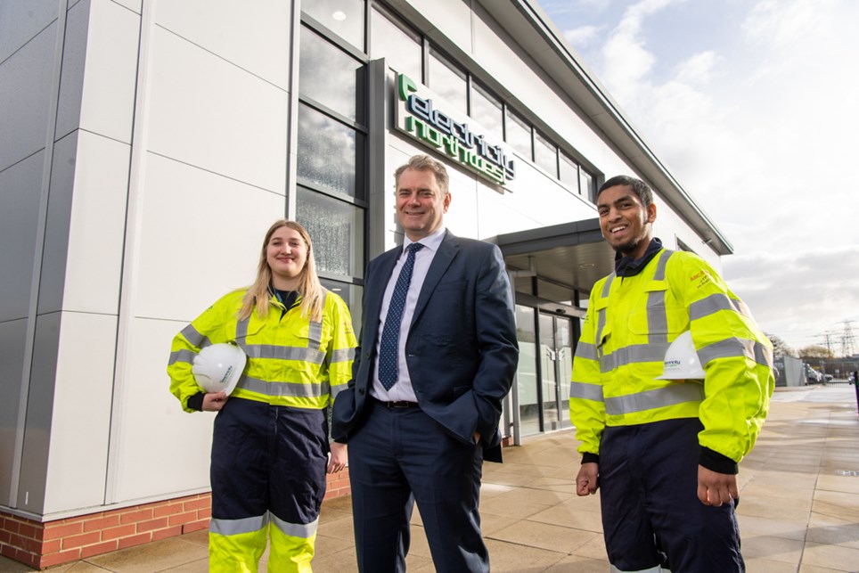 Ian Smyth, centre, with apprentices Abi Houghton and Mohammed Vohra 