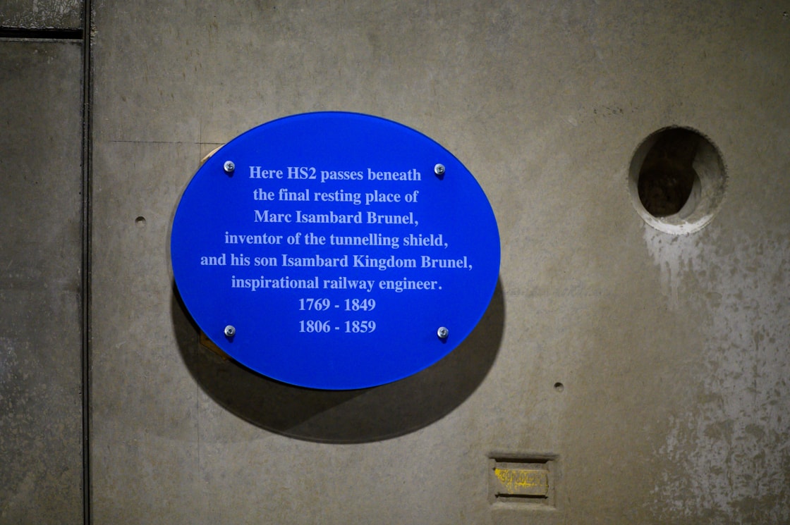 HS2 installs plaque in Euston Tunnel where it passes under the final resting place of Sir Marc Brunel and his son Isambard Brunel