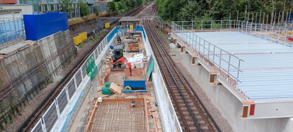 Colindale Tube station scheduled to re-open in temporary state on Friday 20 December, following first phase of major upgrade: TfL Image - Deck adjacent to platform and platform foundations at Colindale station